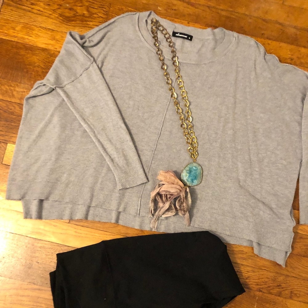 Gray Boxy Pullover Sweater